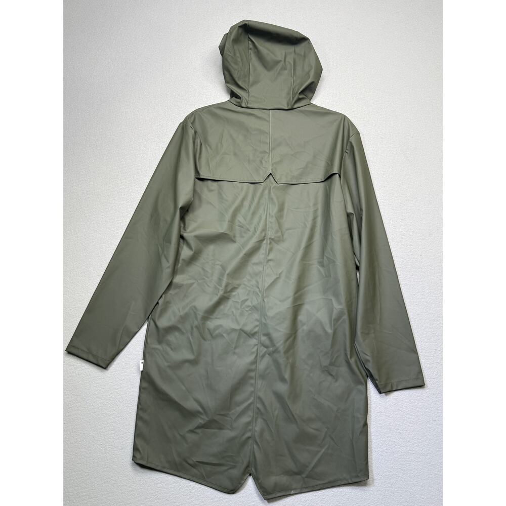 RAINS men's Waterproof Long Rain Jacket green Small $125 - Picture 2 of 11